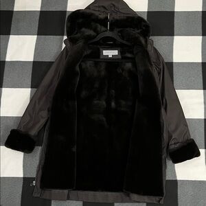 Marc New York Andrew Marc Chocolate Faux Fur Lined Coat Size XS